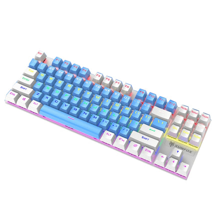 XUNFOX K80 87 Keys Wired Gaming Mechanical Illuminated Keyboard, Cable Length:1.5m(Blue White)-garmade.com