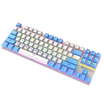 XUNFOX K80 87 Keys Wired Gaming Mechanical Illuminated Keyboard, Cable Length:1.5m(White Blue)-garmade.com