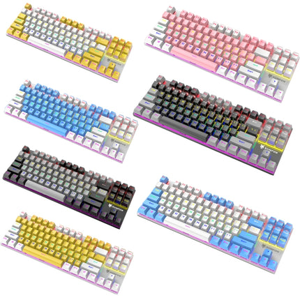 XUNFOX K80 87 Keys Wired Gaming Mechanical Illuminated Keyboard, Cable Length:1.5m(Pink White)-garmade.com