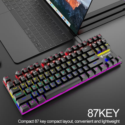 XUNFOX K80 87 Keys Wired Gaming Mechanical Illuminated Keyboard, Cable Length:1.5m(Gray Black)-garmade.com