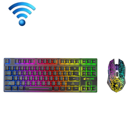 ZIYOU LANG T87 Gaming Luminous Wireless Keyboard and Mouse Set(Black)-garmade.com