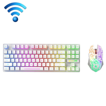 ZIYOU LANG T87 Gaming Luminous Wireless Keyboard and Mouse Set(White)-garmade.com