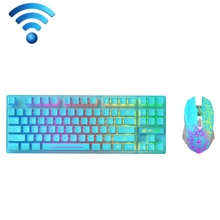 ZIYOU LANG T87 Gaming Luminous Wireless Keyboard and Mouse Set(Blue)-garmade.com