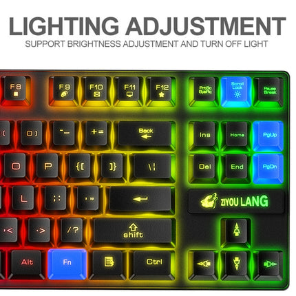 ZIYOU LANG T87 Gaming Luminous Wireless Keyboard and Mouse Set(White)-garmade.com