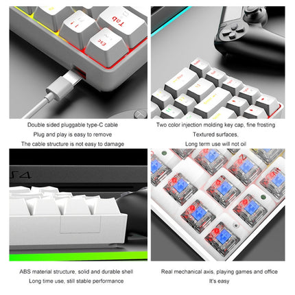 ZIYOU LANG T8 68 Keys RGB Luminous Gaming Mechanical Keyboard, Cable Length:1.6m(White Green Shaft)-garmade.com