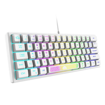 ZIYOU LANG K61 62 Keys RGB Lighting Mini Gaming Wired Keyboard, Cable Length:1.5m(White)-garmade.com