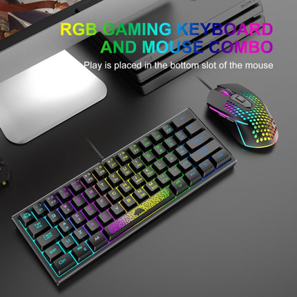 ZIYOU LANG K61 62 Keys RGB Lighting Mini Gaming Wired Keyboard, Cable Length:1.5m(Black)-garmade.com