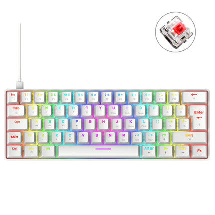 ZIYOU LANG T60 62-Key RGB Luminous Mechanical Wired Keyboard, Cable Length:1.5m(White Red Shaft)-garmade.com