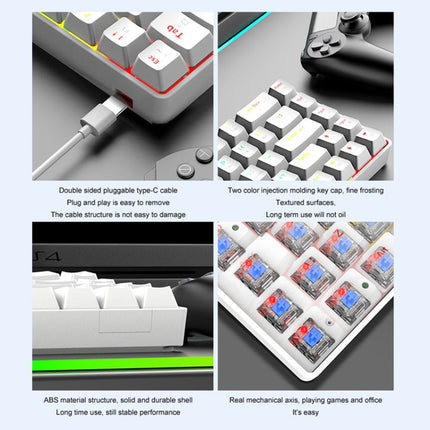 ZIYOU LANG T60 62-Key RGB Luminous Mechanical Wired Keyboard, Cable Length:1.5m(White Green Shaft)-garmade.com