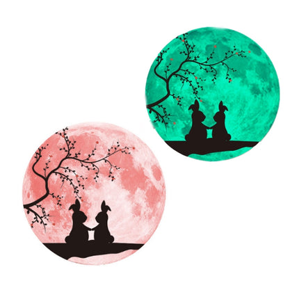 30cm Pink Couple Fluorescent Moon Wall Sticker(Couple Rabbit)-garmade.com