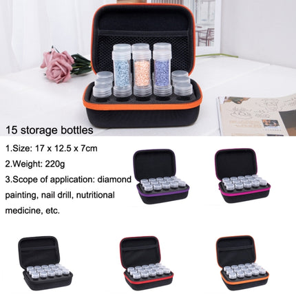 Diamond Painting Sub-Bottling Storage Bag Embroidery Nail Box, Style: 15 Grid Bottle (Rose Red)-garmade.com