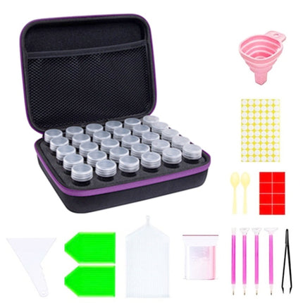 Multifunctional Portable Diamond Painting Tool Set Storage Bag, Style: 30 Grid (Purple)-garmade.com