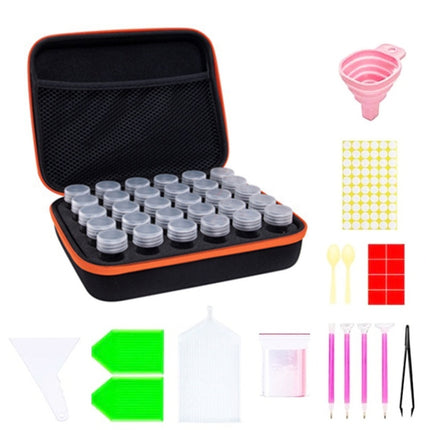Multifunctional Portable Diamond Painting Tool Set Storage Bag, Style: 30 Grid (Orange)-garmade.com