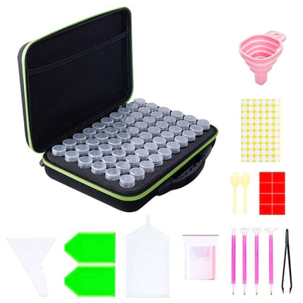 Multifunctional Portable Diamond Painting Tool Set Storage Bag, Style: 60 Grid (Green)-garmade.com