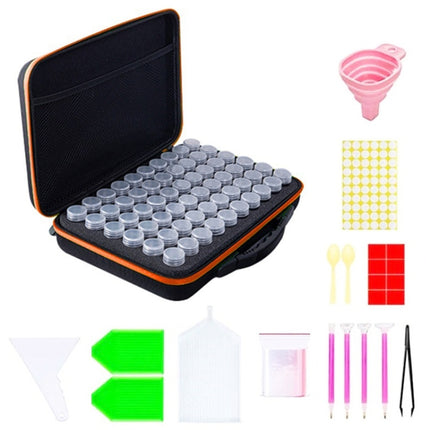 Multifunctional Portable Diamond Painting Tool Set Storage Bag, Style: 60 Grid (Orange)-garmade.com