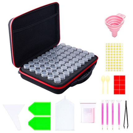 Multifunctional Portable Diamond Painting Tool Set Storage Bag, Style: 60 Grid (Red)-garmade.com