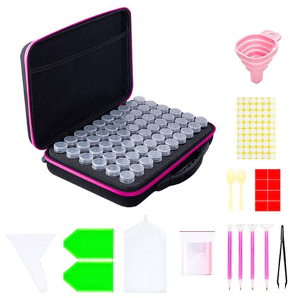 Multifunctional Portable Diamond Painting Tool Set Storage Bag, Style: 60 Grid (Pink)-garmade.com