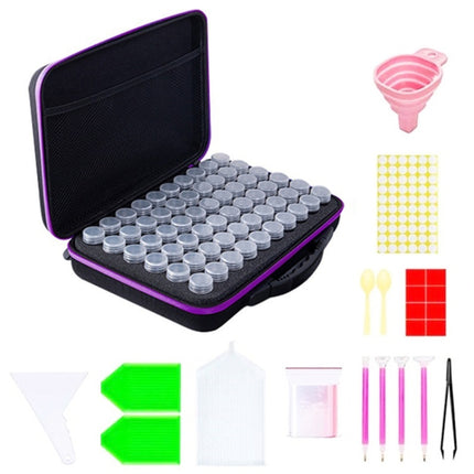 Multifunctional Portable Diamond Painting Tool Set Storage Bag, Style: 60 Grid (Purple)-garmade.com