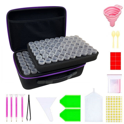 Multifunctional Portable Diamond Painting Tool Set Storage Bag, Style: 120 Grid (Purple)-garmade.com