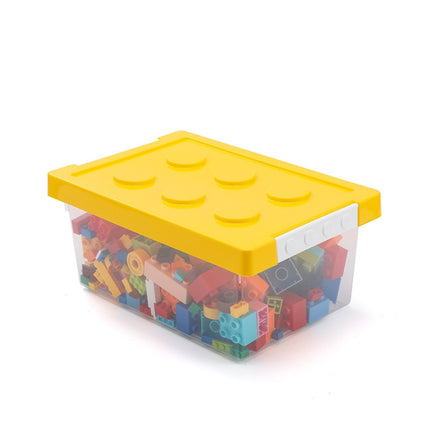 Children Building Blocks Toy Storage Box Transparent Storage Box With Lid(Yellow)-garmade.com