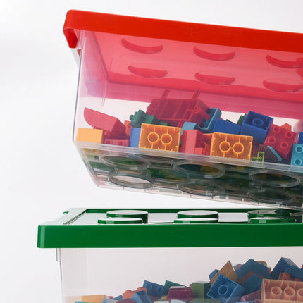 Children Building Blocks Toy Storage Box Transparent Storage Box With Lid(Blue)-garmade.com