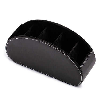 Home Leather Cosmetics Remote Control Storage Box(Black)-garmade.com