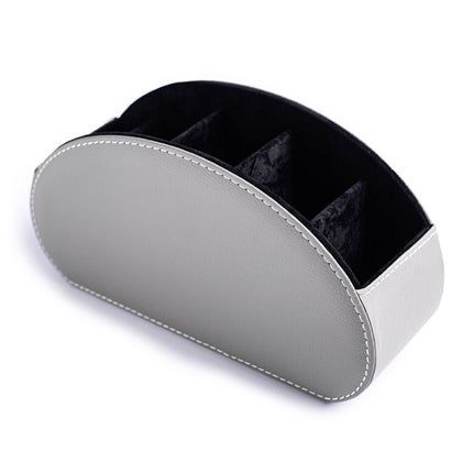 Home Leather Cosmetics Remote Control Storage Box(Grey)-garmade.com
