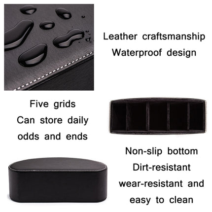 Home Leather Cosmetics Remote Control Storage Box(Grey)-garmade.com