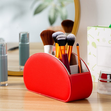 Home Leather Cosmetics Remote Control Storage Box(Red)-garmade.com