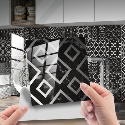 20 PCS 10cm PVC Crystal Covered Film Geometric Pattern Tile Wall Sticker(TS235)-garmade.com