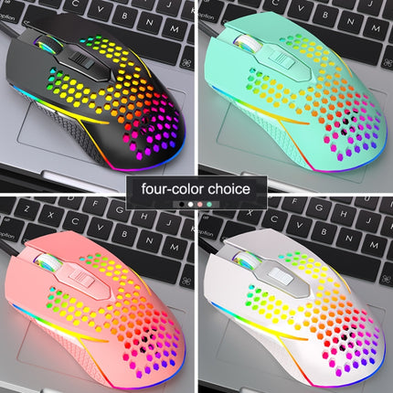 LEAVEN S50 6Keys Macro Definition Programmable RGB Lighted Gaming Wired Mouse, Cable Length: 1.5m(Pink)-garmade.com