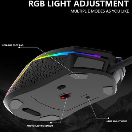 LEAVEN S50 6Keys Macro Definition Programmable RGB Lighted Gaming Wired Mouse, Cable Length: 1.5m(Pink)-garmade.com