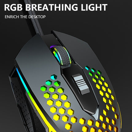LEAVEN S50 6Keys Macro Definition Programmable RGB Lighted Gaming Wired Mouse, Cable Length: 1.5m(Black)-garmade.com