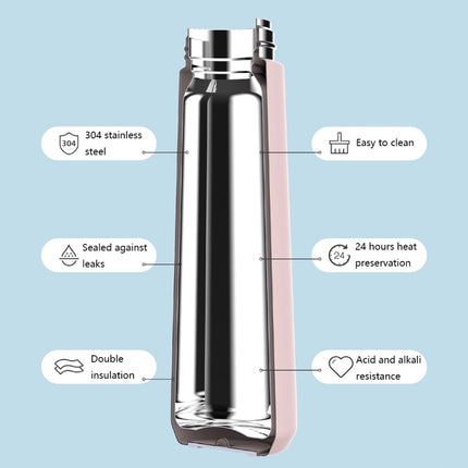 Saylee 304 Stainless Steel Portable Thermos Cup, Capacity: 350ml(Deep Pink)-garmade.com