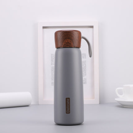Delicate 304 Stainless Steel Wood Grain Thermos Cup, Capacity: 400ml(Grey)-garmade.com