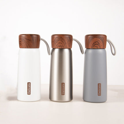 Delicate 304 Stainless Steel Wood Grain Thermos Cup, Capacity: 400ml(White)-garmade.com