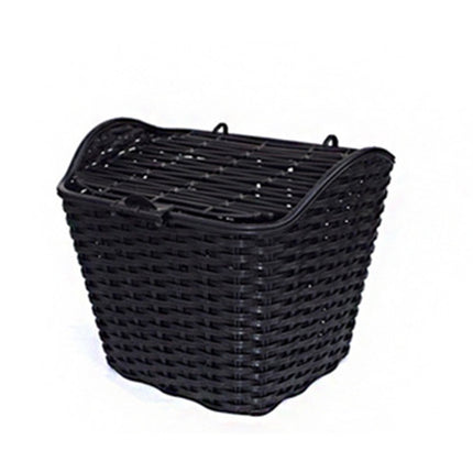 Bicycle Waterproof Basket with Cover Front Handlebar Bike Basket(Black)-garmade.com