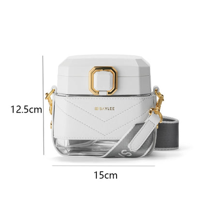 Saylee 650ml PU Case Square Portable Straw Cup(White)-garmade.com