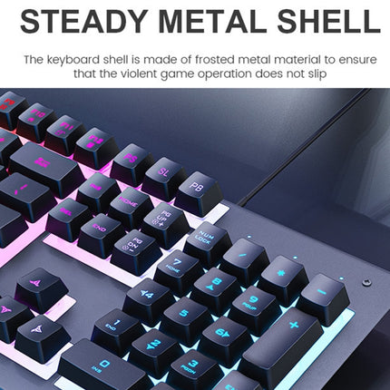 IMICE AK-900 104 Keys Metal Backlit Gaming Wired Suspended Illuminated Keyboard, Cable Length: 1.5m(Black)-garmade.com