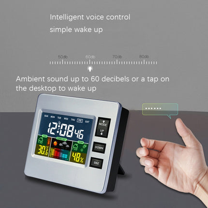 Sound Control Night Light Colorful Screen Multi-Function Alarm Clock(Silver Black)-garmade.com