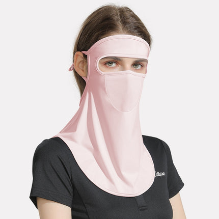 GOLOVEJOY Summer Ice Silk Sunscreen Face Shield Ladies Outdoor Neck Protection Veil(Pink)-garmade.com