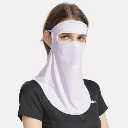 GOLOVEJOY Summer Ice Silk Sunscreen Face Shield Ladies Outdoor Neck Protection Veil(Purple)-garmade.com