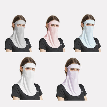 GOLOVEJOY Summer Ice Silk Sunscreen Face Shield Ladies Outdoor Neck Protection Veil(Blue )-garmade.com