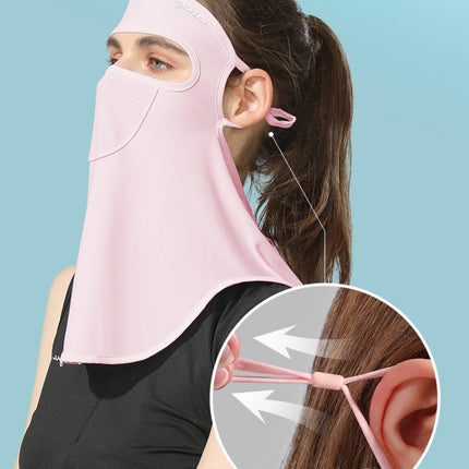 GOLOVEJOY Summer Ice Silk Sunscreen Face Shield Ladies Outdoor Neck Protection Veil(Pink)-garmade.com
