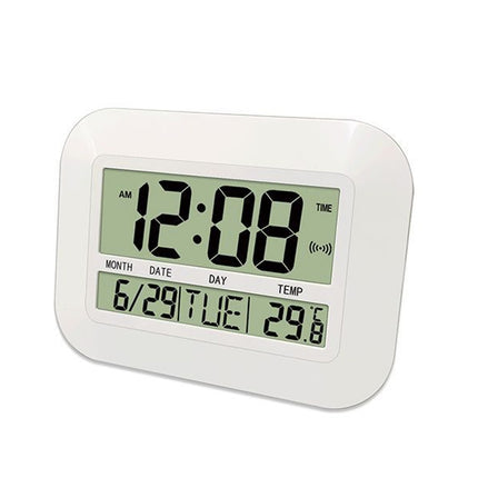 Household Big Screen Digital Electronic Alarm Clock Minimalist Living Room Mute Wall Clock(White)-garmade.com