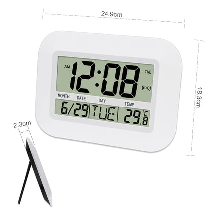 Household Big Screen Digital Electronic Alarm Clock Minimalist Living Room Mute Wall Clock(White)-garmade.com