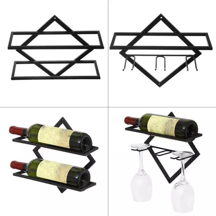 Wall Mounted Wine Rack Kitchen Dining Room Hanging Wine Glass Wine Bottle Rack( Hanging Cup)-garmade.com