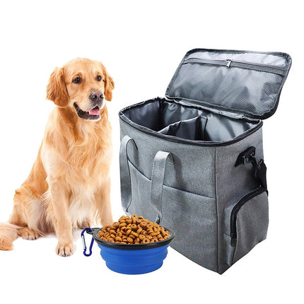 Travel Portable Carry Out Pet Supplies Storage Single-shoulder Bag Without Dog Bowl(Gray)-garmade.com