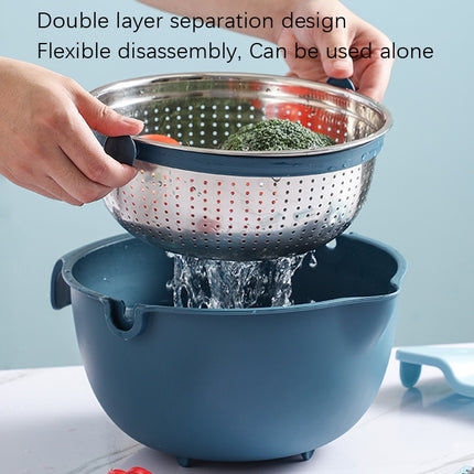SiGang Stainless Steel Double-Layer Rotary Drainage Basket(Red)-garmade.com