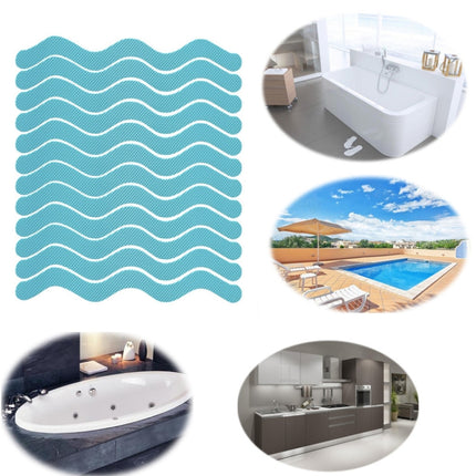 24pcs /Bag Wavy Shaped Safety Bathtub Non-Slip Sticker, Specification: 1.3 x 18cm(Blue)-garmade.com